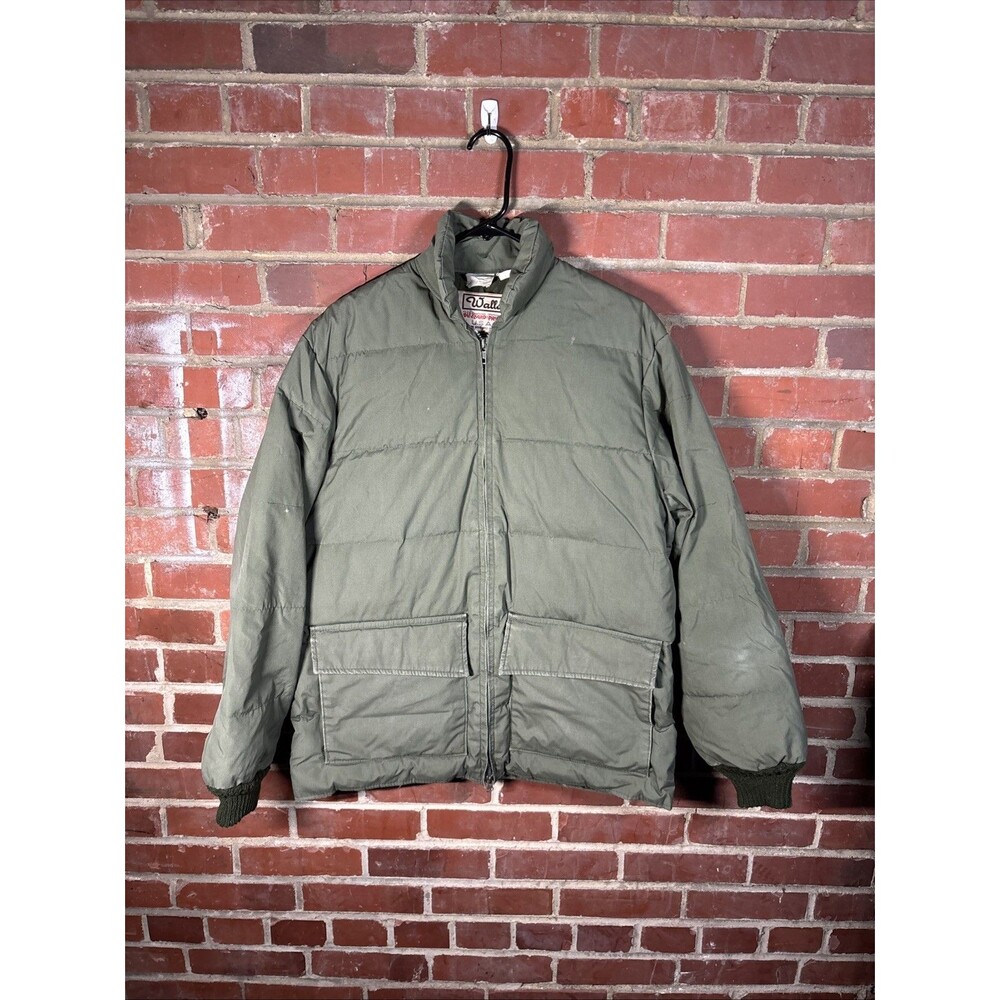 Vintage 80s Walls Blizzard Pruf Down Jacket Green USA Made Zip Up Adult Large